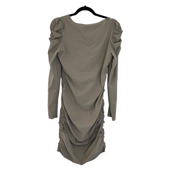 Chic Long Sleeve Ruched Dress - Taupe - Picture 4 of 8
